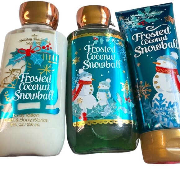 Bath & Body Works 3 Pc Frosted Coconut Snowball Holiday Set - Picture 1 of 3